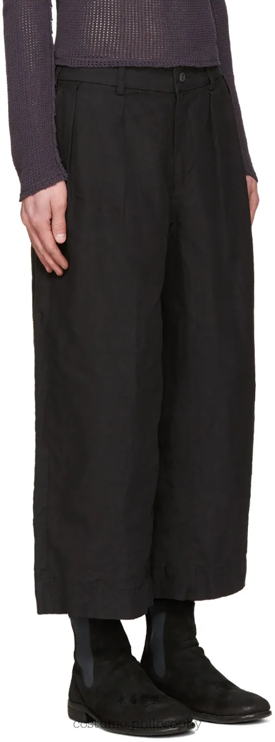 Обрезанные брюки мужчины колготки летние льняные широкие ноги прямые джинсы