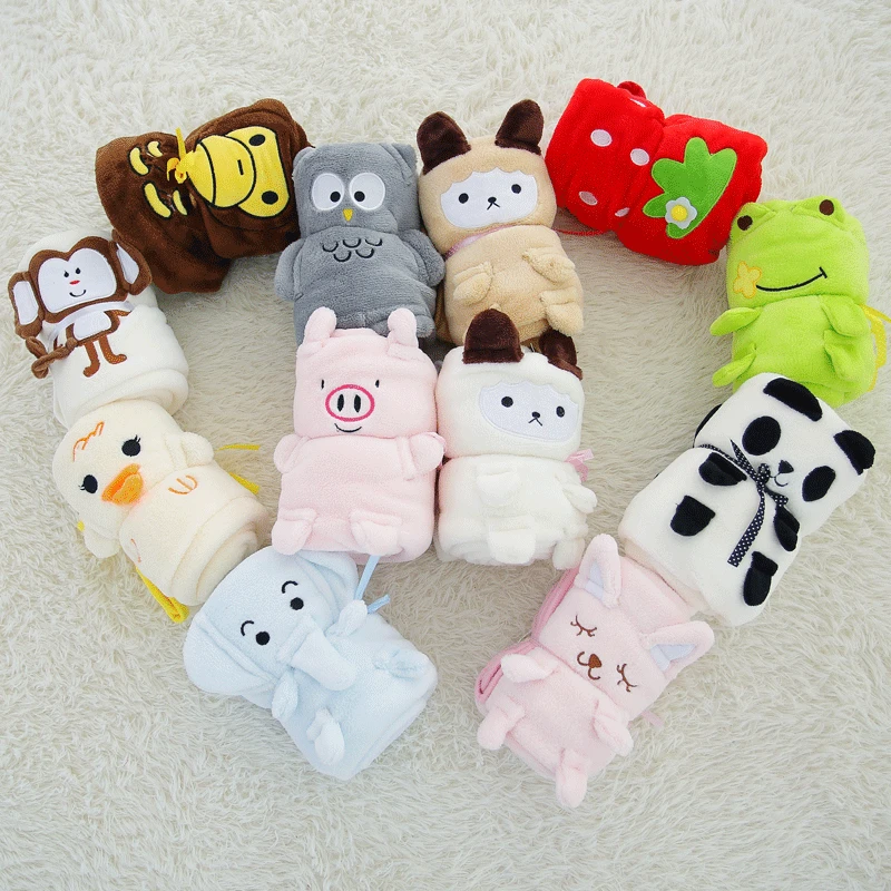 Креативное одеяло подарок Фланелевое детское 80*100 см в рулоне с животными