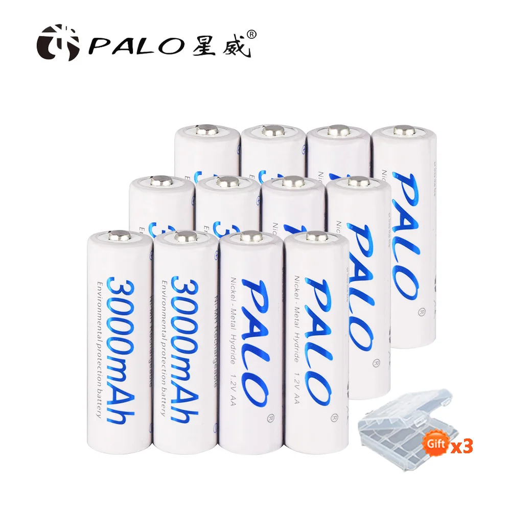 12pcs battery Palo ЖК-дисплей AA AAA зарядное устройство USB быстрая зарядка для AA AAA SC C D размер Ni-MH батарея с 1,2 в AA аккумуляторная батарея - Цвет: 12pcs battery