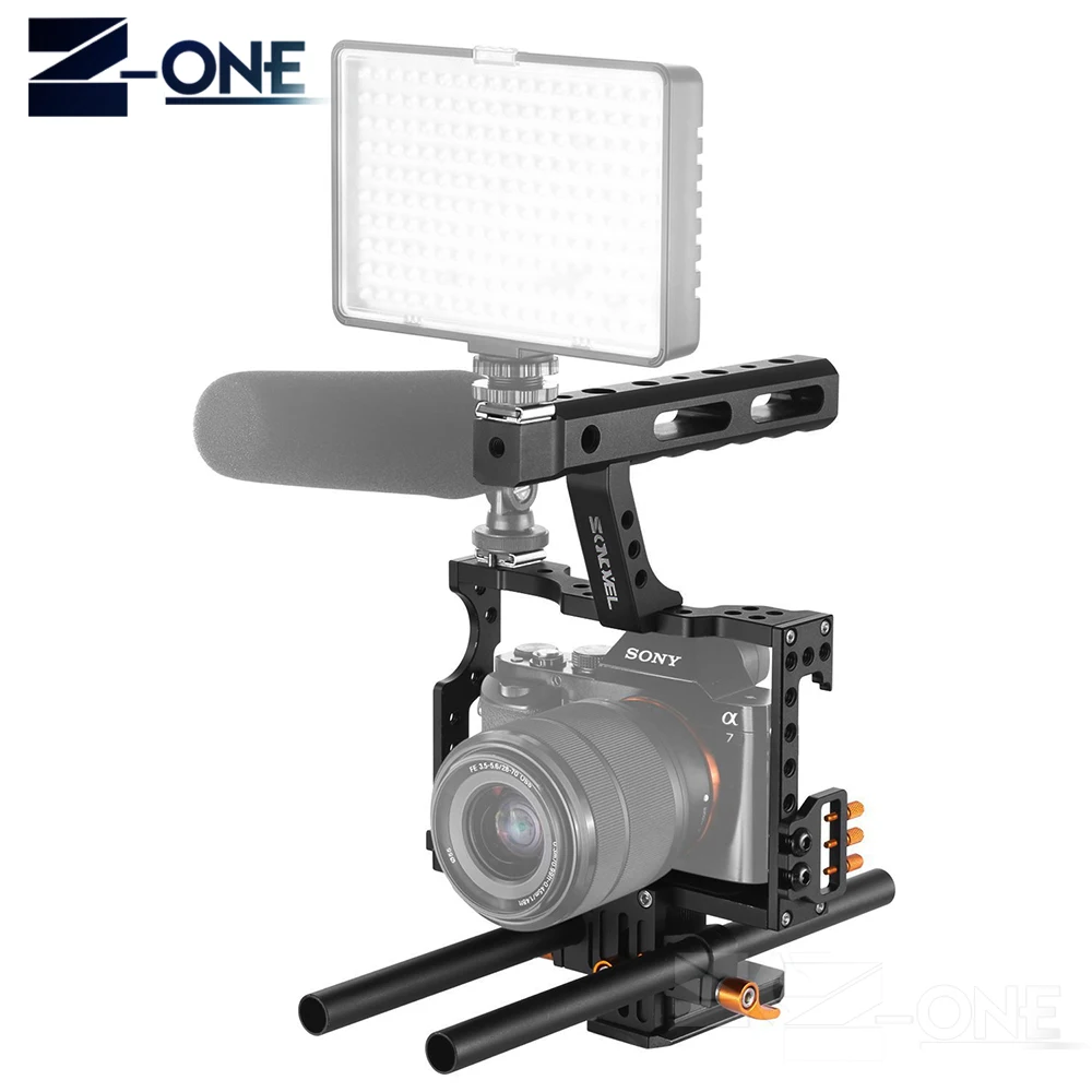 15 мм стержень Rig DSLR камера видео клетка комплект стабилизатор + ручка сверху