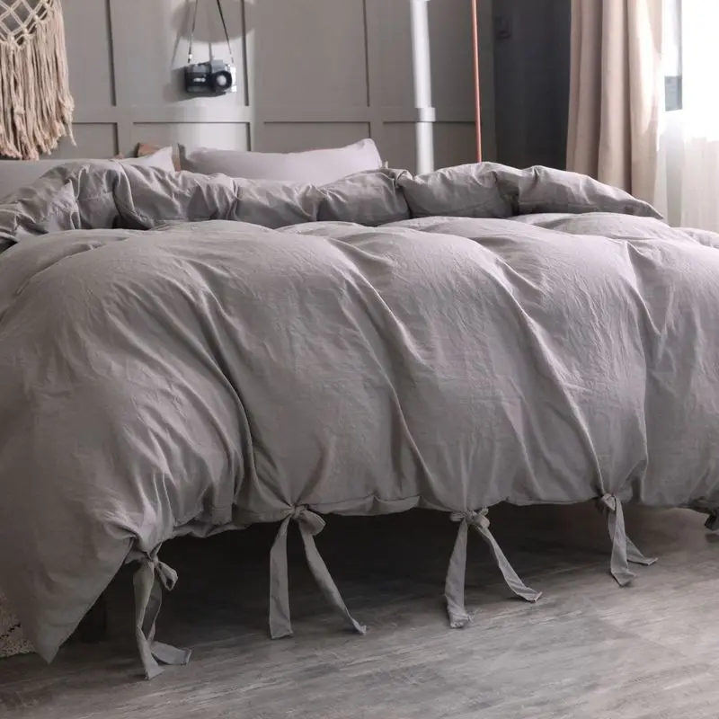 Помытый полиэстер хлопок продукт сплошной цвет 2/3 шт Комплект постельного белья