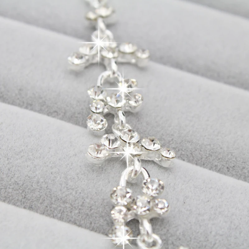 Бисер Стразы Кристалл Свадебные Ювелирные наборы для девочек Серебро 925