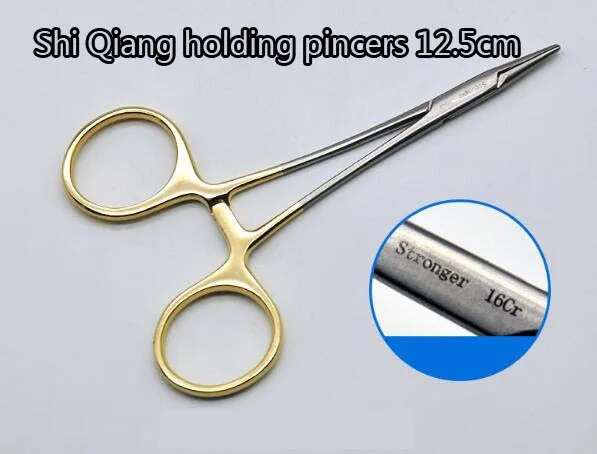 Красота pin держатель золотой ручкой вставка из нержавеющей стали Иглодержатель Холдинг иглодержателя иглодержатель - Цвет: Shi Qiang 12.5cm