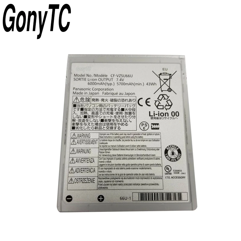 GONYTC CF-VZSU66U ноутбук Батарея для Panasonic Toughbook CF-C1 CF-VZSU66 CF-VZSU66U CF-VZSU66R 7,4 V 5300 мА-ч