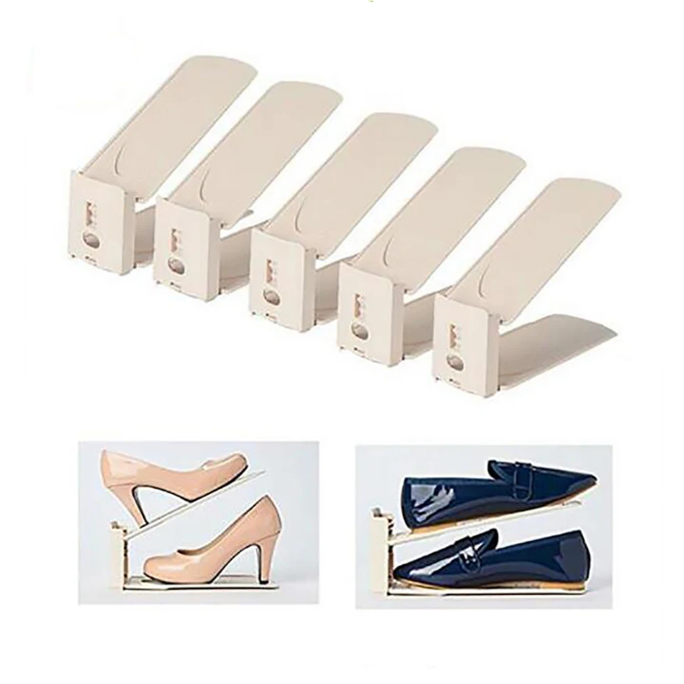 High Quality 8 Piece Sturdy Shoe Slots 3 Step Adjustable Space Saver Organizer Rack Closet Double Plastic Storage Holder | Дом и сад