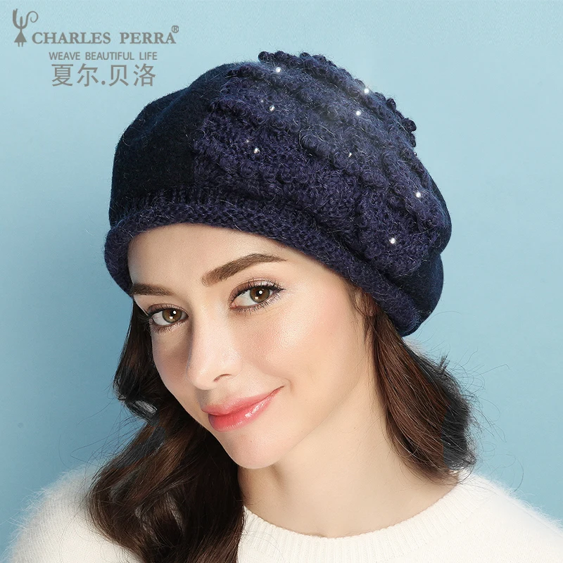 Women's Hat Cap Autumn New Wool Blend Hand-Made Fashion Elegant Lady Beret 1636