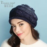 charles perra brand womens hat cap autumn new wool blend hand made fashion elegant lady beret 1636