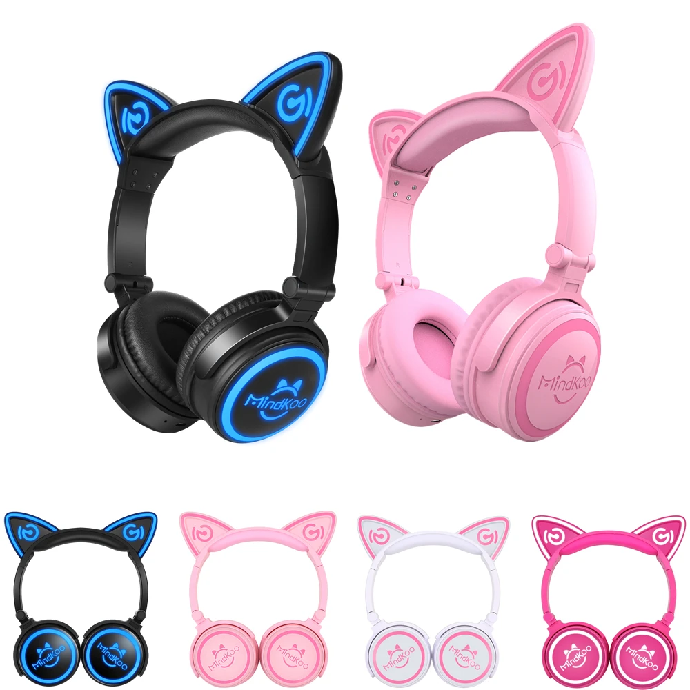 Mindkoo кошачьи уши Bluetooth наушники светодио дный Беспроводная стерео гарнитура