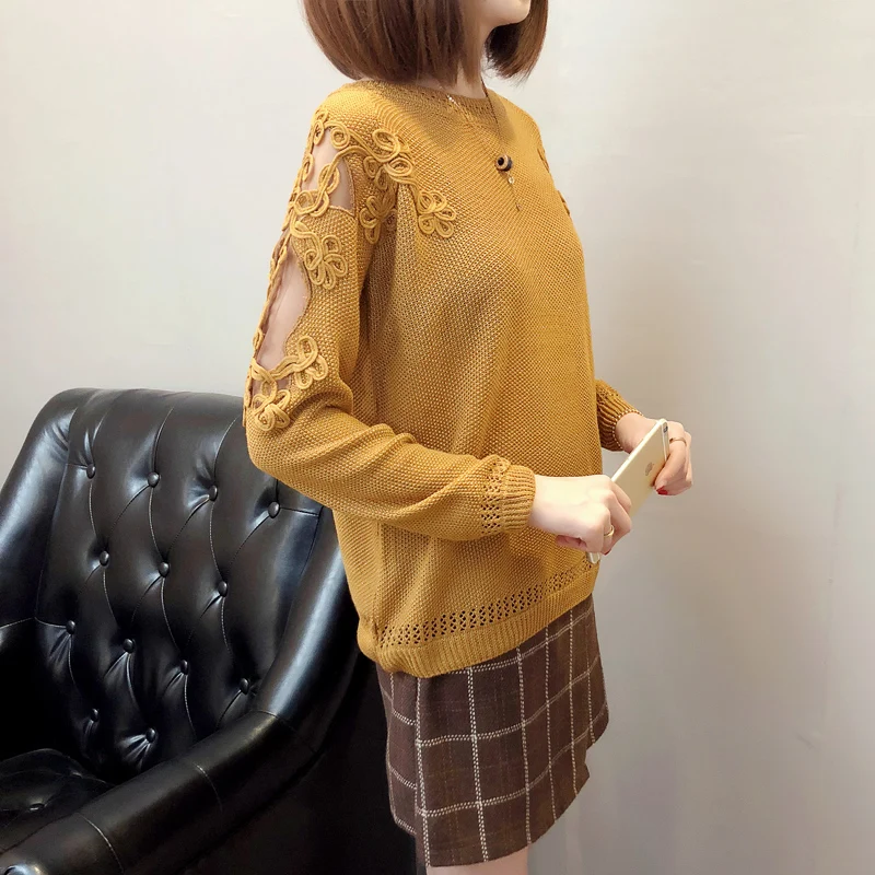 Spring Summer Women Hollow Sweater 2018 Autumn New Korean Loose Large Size Bright Mesh Yarn Female Bottoming Knitting | Женская одежда