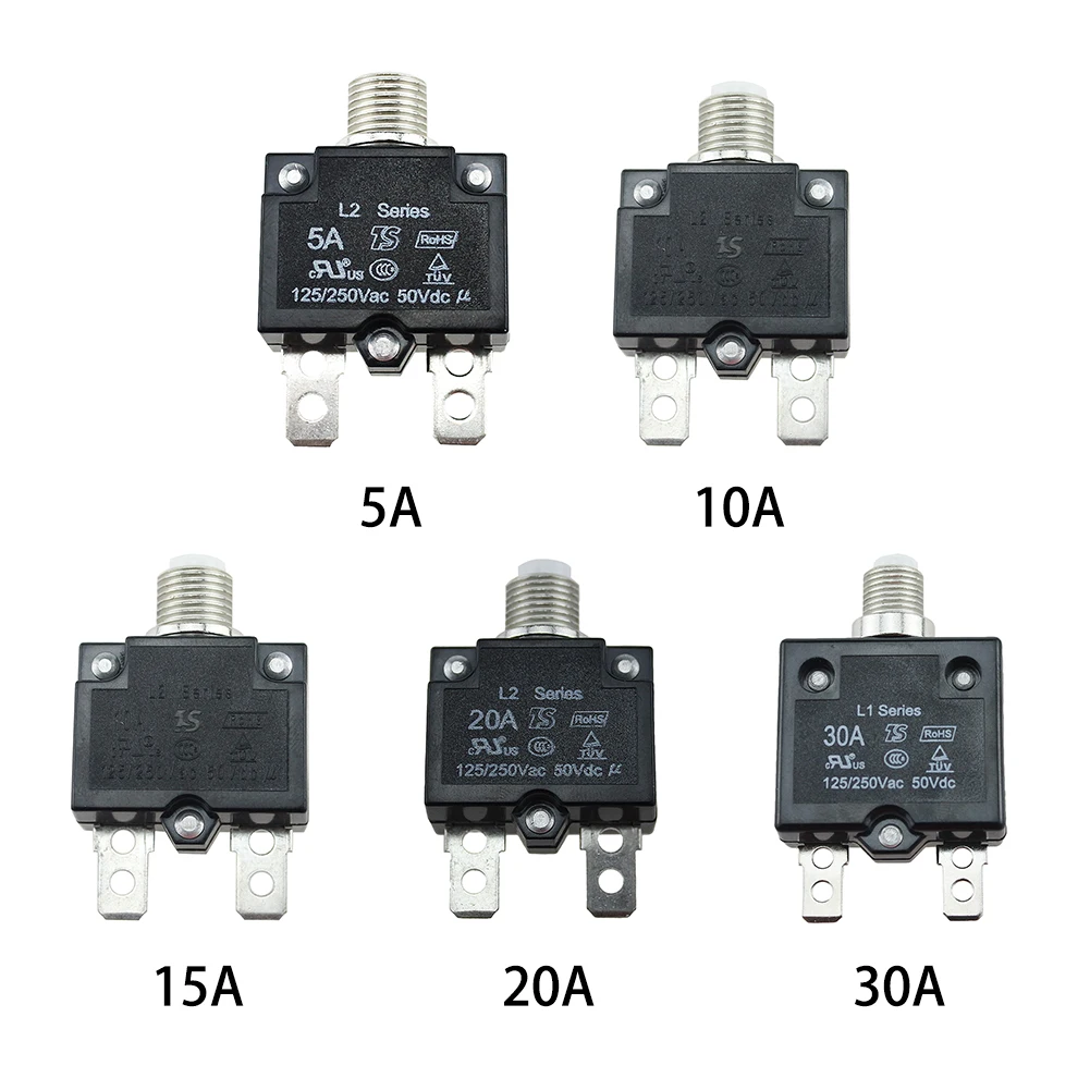 5A/10A/15A/20A/30AMP Panel Mount Push Button Moulded Case Resettable Electric Protection Circuit Breaker Thermal Air Switch |