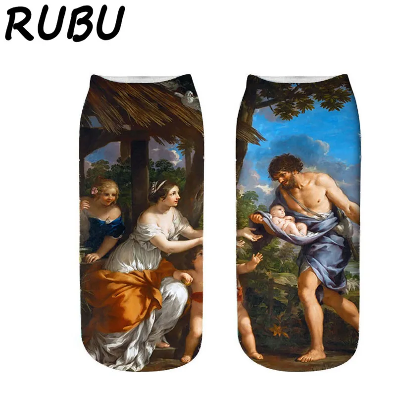 RUBU/Лидер продаж Женские носки с 3D принтом Низкие женские Распродажа Хлопковые