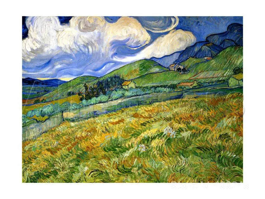 Картина Винсента Ван Гога Wheatfield and Mountain масляная живопись Репродукция домашний