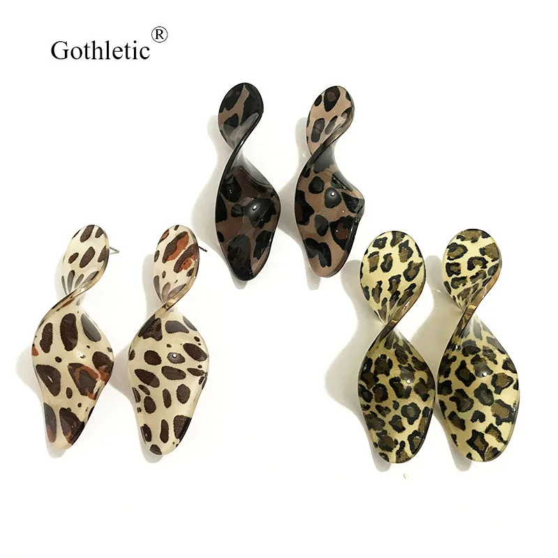 

Gothletic 20X70MM Big Curved Acrylic Drop Earring Irregular Leopard Statement Earrings for Women Fashion Jewelry 2019 NEW