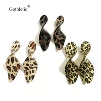 gothletic 20x70mm big curved acrylic drop earring irregular leopard statement earrings for women fashion jewelry 2019 new