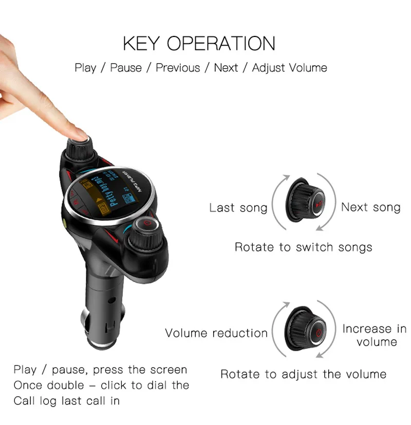 Автомобильный комплект jajabor с Bluetooth Handsfree fm-передатчиком, беспроводной A2DP AUX Аудио Автомобильный mp3 плеер, 1,3 дюймов светодиодный экран, USB Автомобильное зарядное устройство