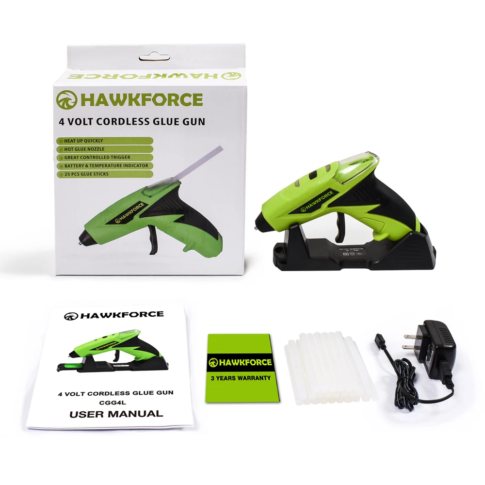 4 в беспроводной термоклеевой пистолет HAWKFORCE Перезаряжаемый USB быстрый нагрев ремесло ремонт дома DIY электроинструменты с 25 шт. клеевые палочки