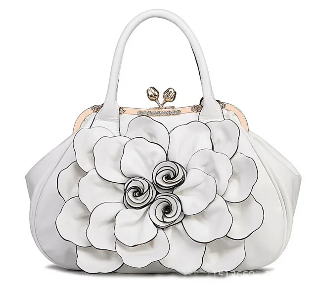 white handbag Летающие птицы дизайнерские женские сумки 3D цветок высокое качество кожаная сумка женская большая сумка на плечо сумки-мессенджеры LM3515fb - Цвет: white handbag