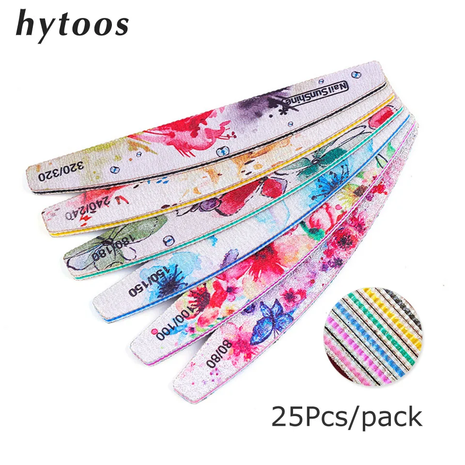 HYTOOS 25 шт. Новый EVA Пилка полировщик для ногтей цветочный дизайн моющаяся