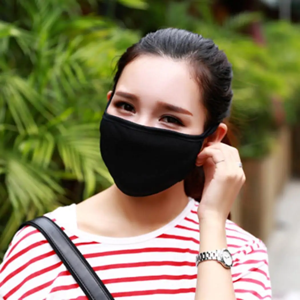 Унисекс модная трехслойная прочная Ушная петля теплая черная маска против пыли 20