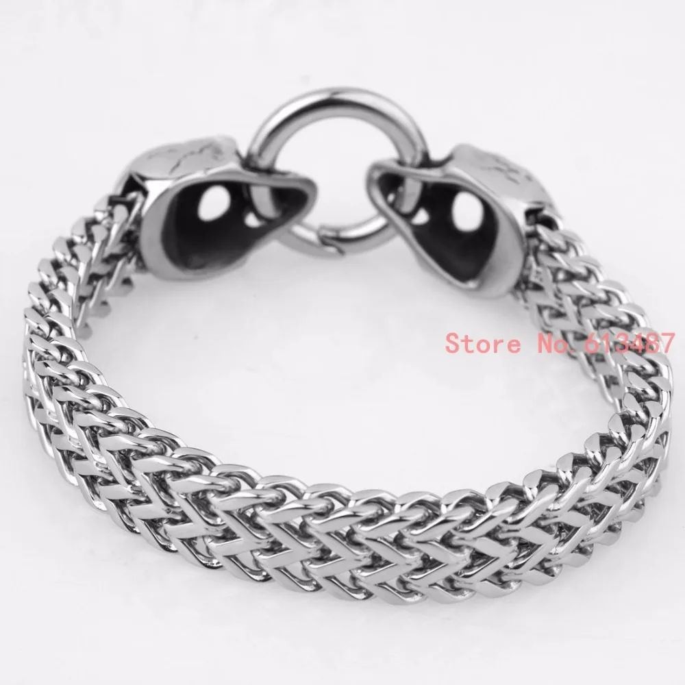 Мужской браслет из нержавеющей стали Серебристый в стиле панк с черепом ширина 12