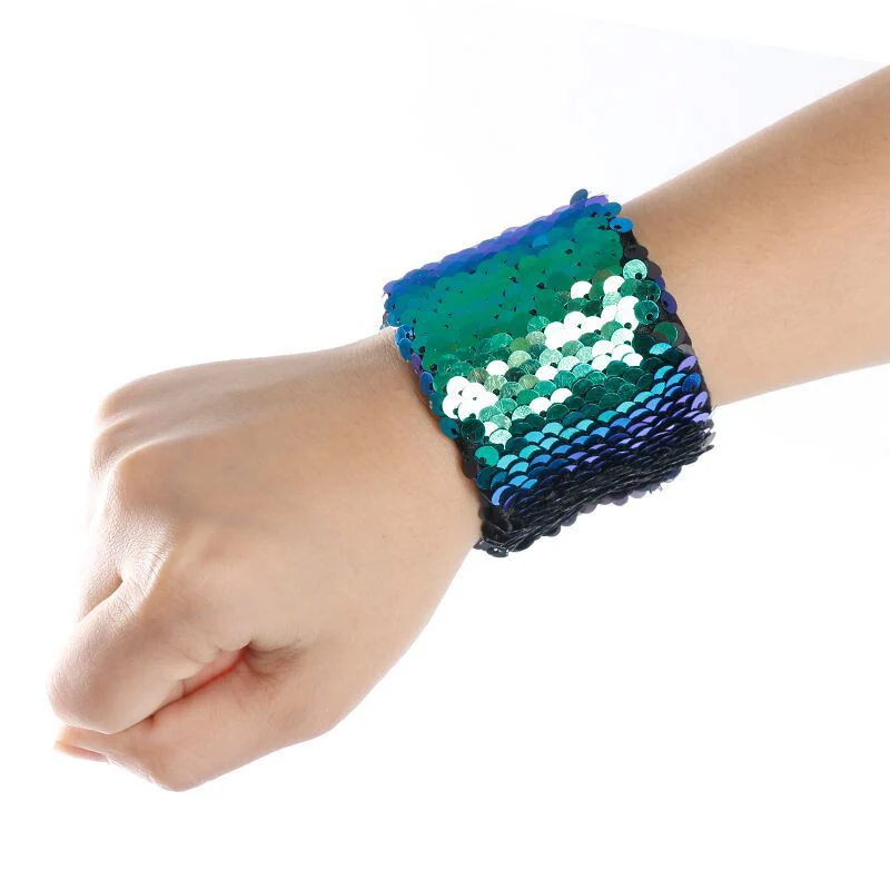 Персонализированные Русалка браслет с блестками металлические чешуйки новый