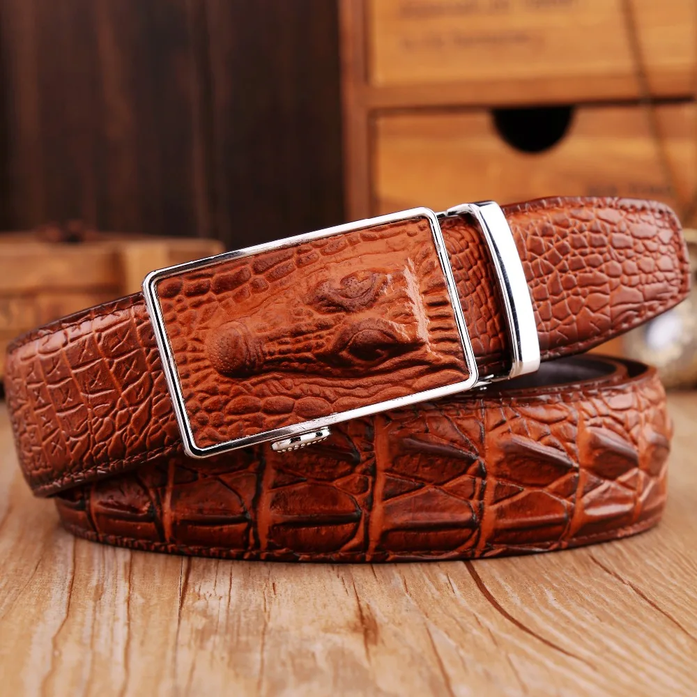 mens belts luxury cowhide Genuine Leather crocodile Automatic buckle jeans brown cowboys designer high quality epacket alligator |