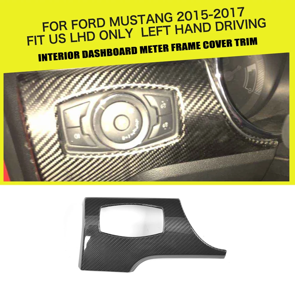 

Dry Carbon Car Interior Dashboard Meter Frame Cover Handle Bar Seat Moulding Trims For Ford Mustang 2015-2017 Fit LHD Only