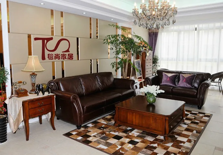 

Fashionable art carpet 100% natural genuine cowhide leather casino carpet