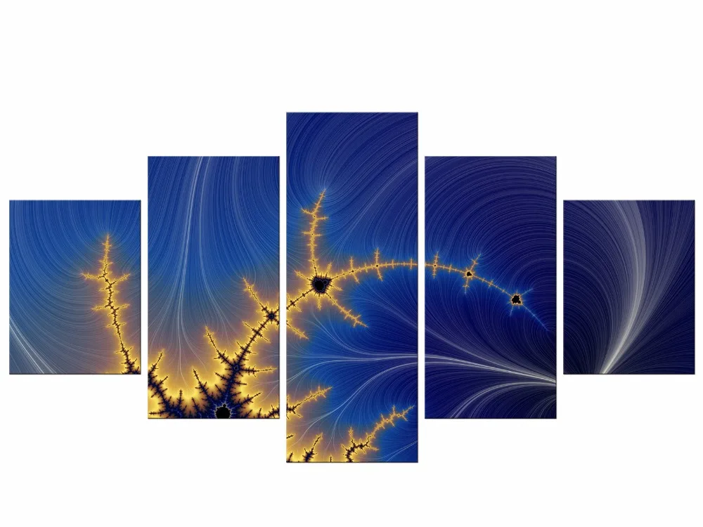 

5 Pieces Free Shipping Painting Wall Pictures For Living Room Home Decor Abstract Linear Colorful Canvas Art Home Decor Framed