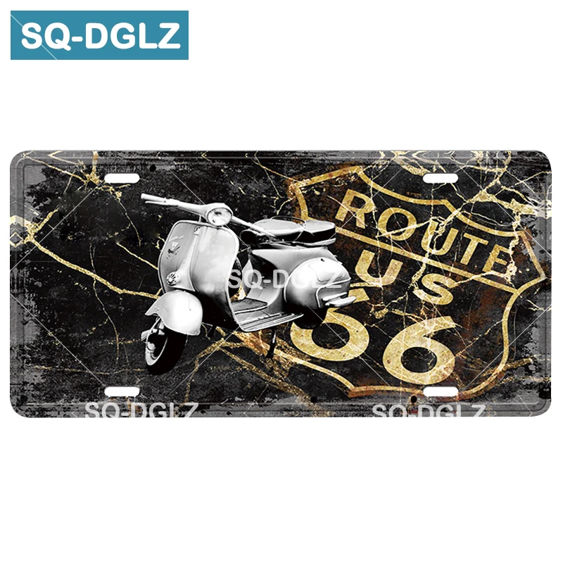 [SQ-DGLZ] США мотоцикл номерной знак бар Настенный декор ROUTE 66 оловянный знак винтажный металлический знак домашний декор живопись таблички плакат - Цвет: 0447