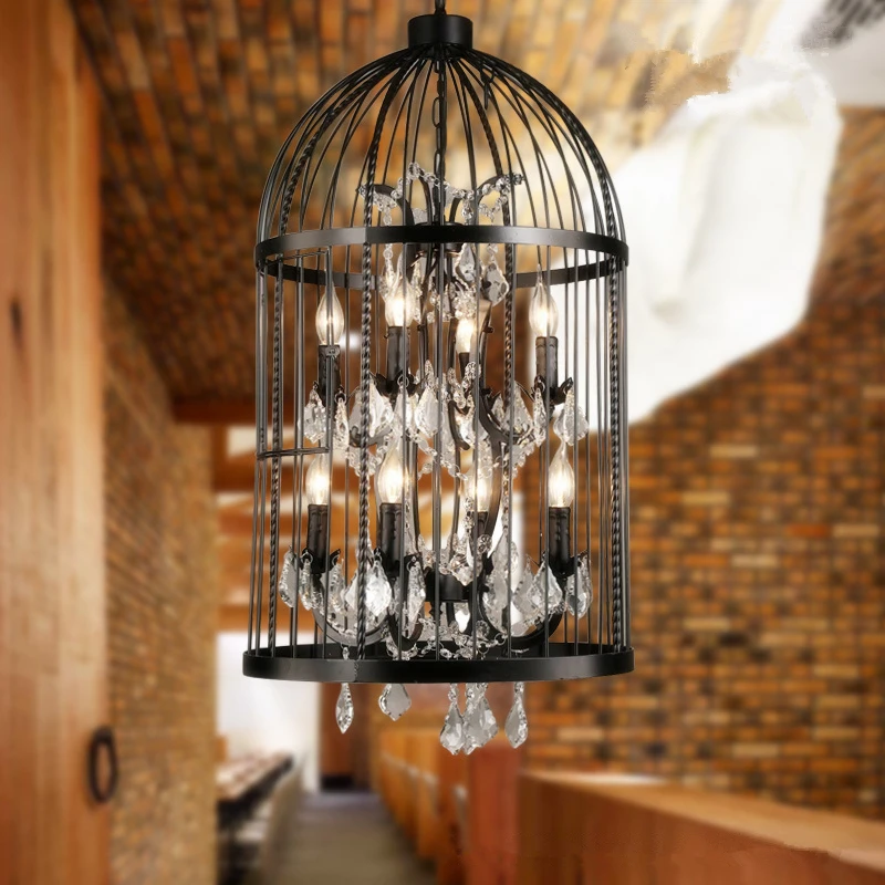 Кантри железная клетка для птиц лофт подвесная люстра 4/8 головок E14 светодиодный