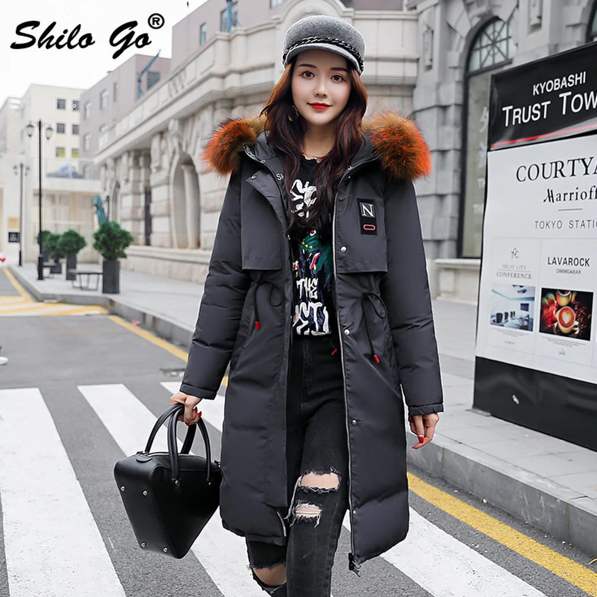 SHILO GO английская двухсторонняя меховая воротник с капюшоном женские парки