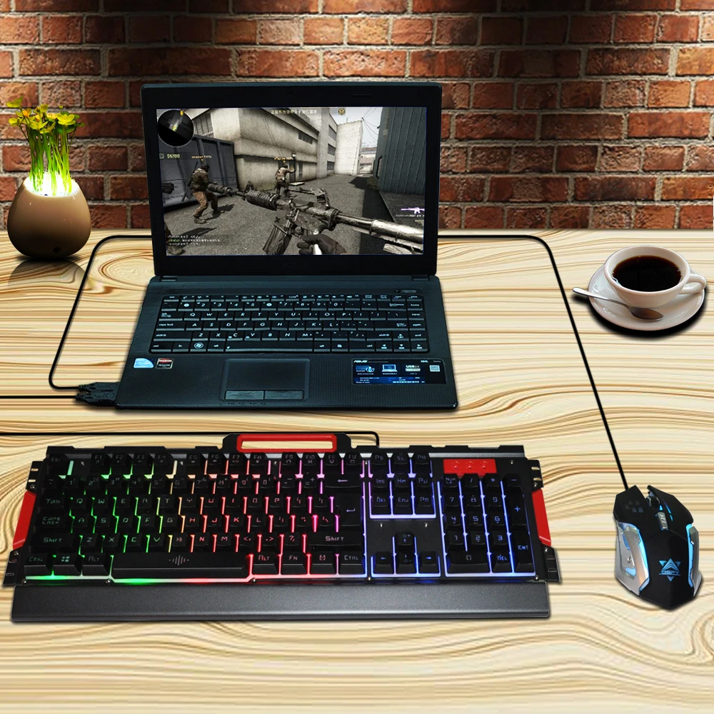 Механическая игровая клавиатура с USB подсветкой 3200DPI 1 5 м|Комплекты мышь плюс