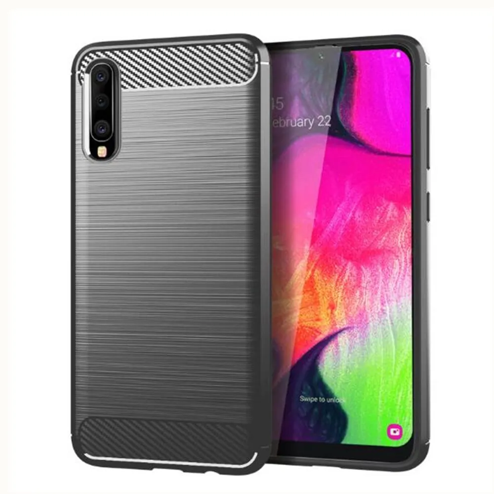 Чехол из углеродного волокна для Samsung Galaxy A70 резиновый силиконовый чехол телефона