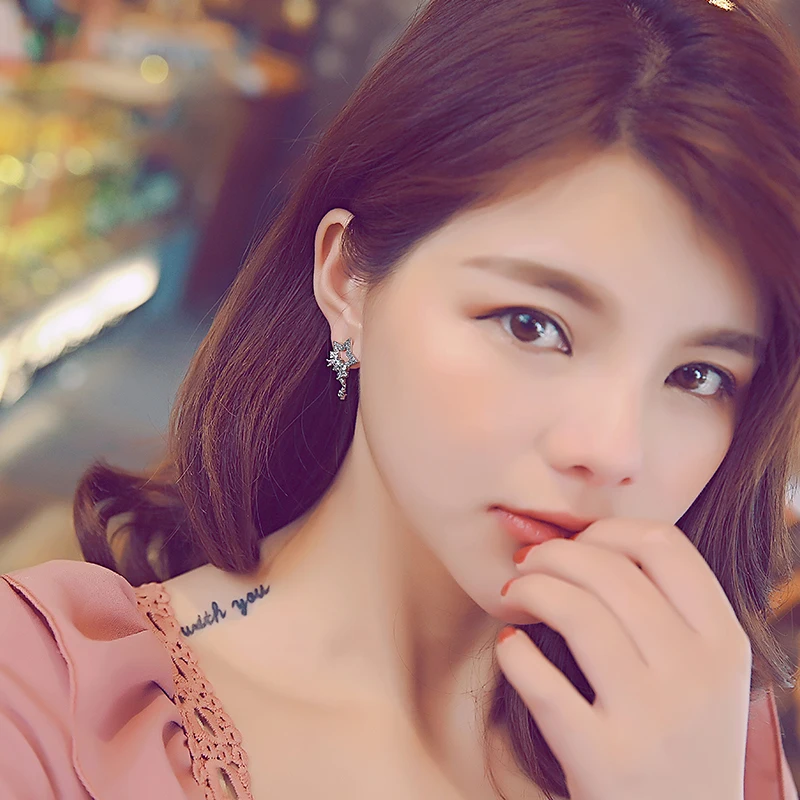 925 silver needle star earrings girl simple personality hipster fashion fresh temperament | Украшения и аксессуары