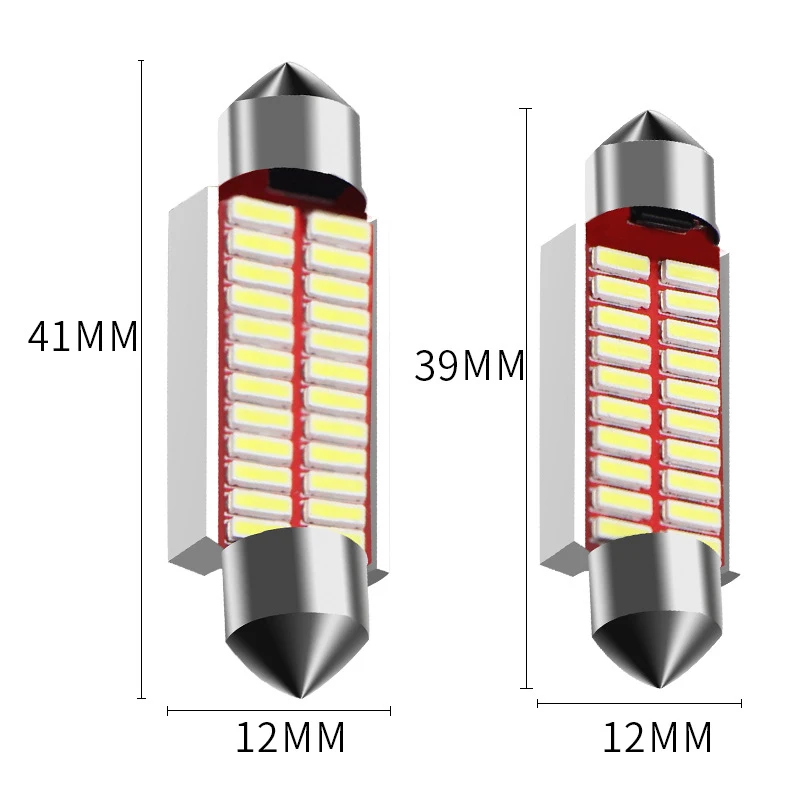 Лама светодиодная автомобильная Festoon 31/36/39/42 мм C5W C10W сверхъяркая 4014 SMD без ошибок