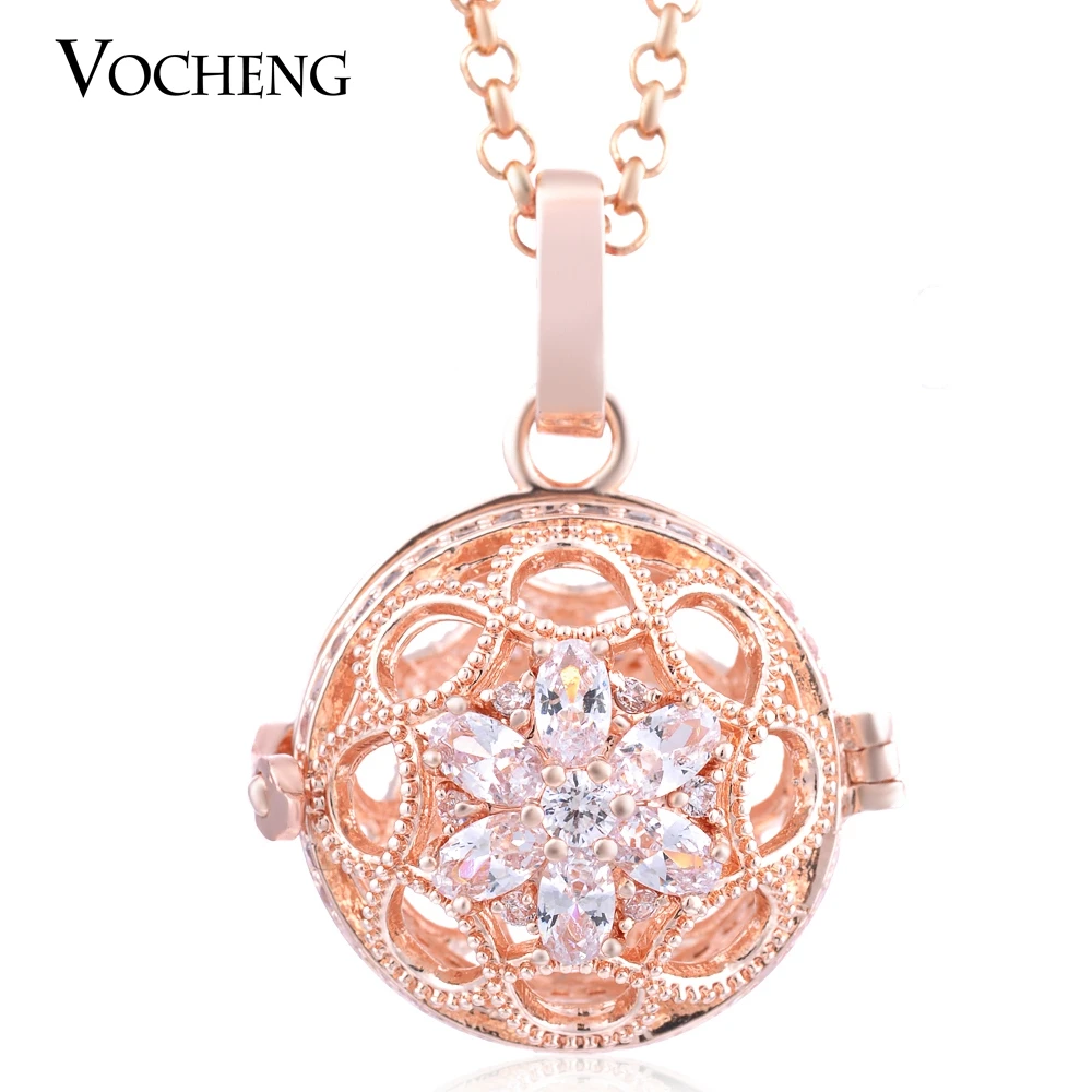 Vocheng 3 цвета Детский колокольчик Цветок Bling колье с кулоном в виде клетки покрытие