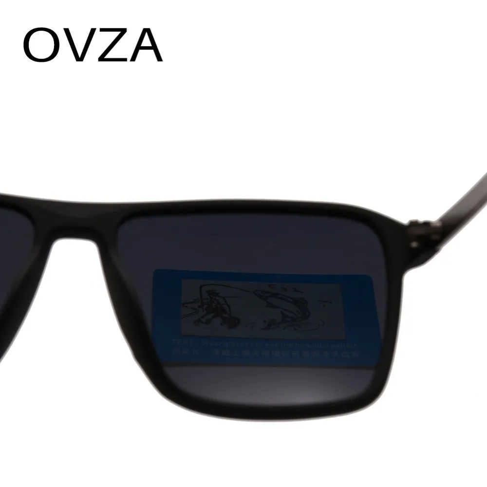 Мужские зеркальные солнцезащитные очки OVZA черные прямоугольные с