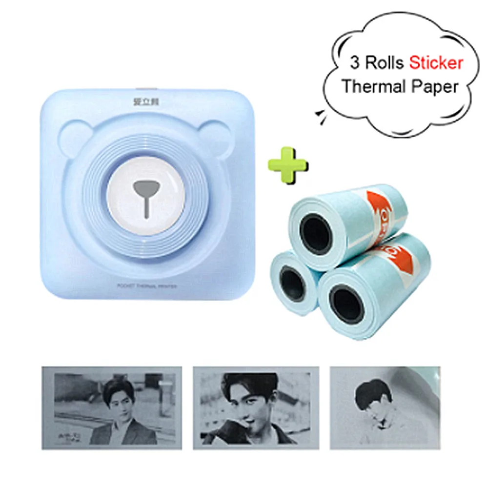 ADD-3 stirek paper Мини Карманный фотопринтер мобильный принтер печатающий фотографии с телефона портативный принтер - Цвет: ADD-3 stirek paper