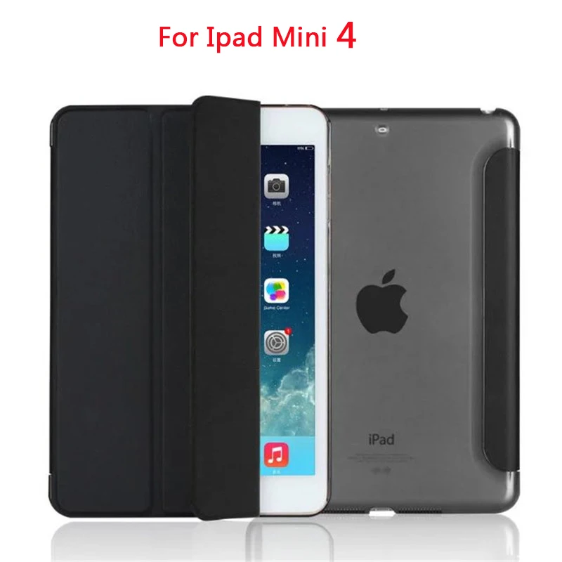 Black for Mini 4 Чехол для iPad mini 4 3 2 1 7,9 ''Стенд чехол Смарт Мягкий ТПУ Магнитный PU кожаный чехол для IPad Mini 1 2 3 4 авто сна/Пробуждение - Цвет: Black for Mini 4