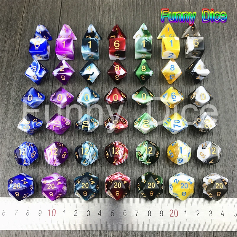 Горячая Распродажа многогранные игральные кости набор D4 D6 D8 D10 D12 D20 TPRG для