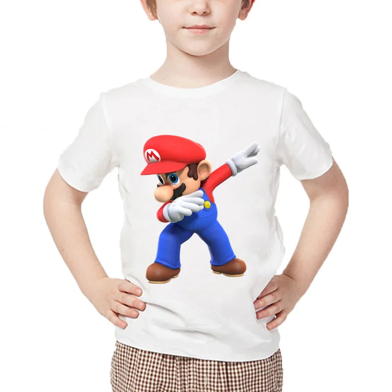 DIY3 Super Mario Bros. Хлопковая футболка с героями мультфильмов; летние топы с короткими рукавами для мальчиков и девочек; детская забавная одежда - Цвет: DIY3