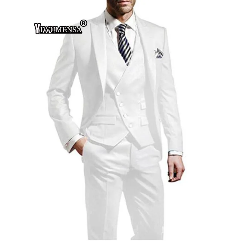 

yiwumensa costume mariage homme 2018 mens suits with pants White Slim Fit wedding suits for men trajes de hombre tuxedo Suit
