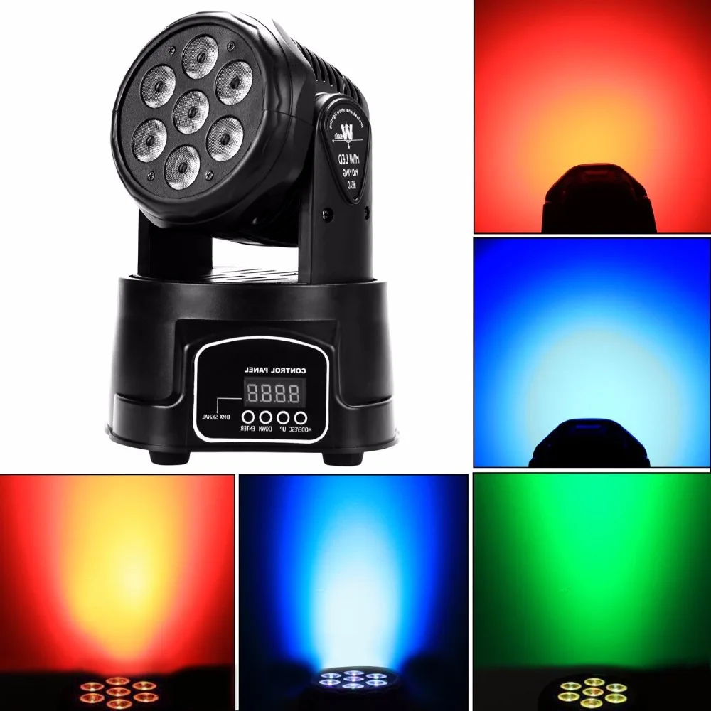 ПРИВЕЛО Перемещение Головы Мини вымойте 7x12 Вт RGBW Quad с расширенный 14 каналов