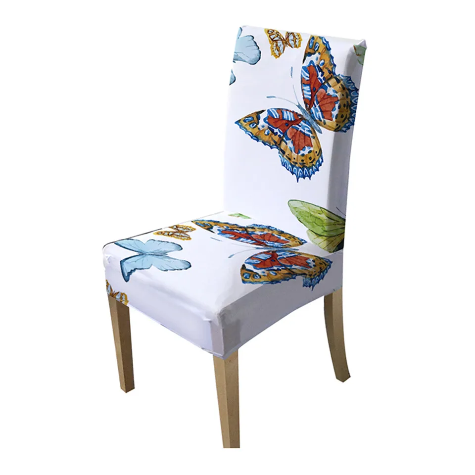 Раскладной чехол для стула с изображением летающих бабочек съемный большой
