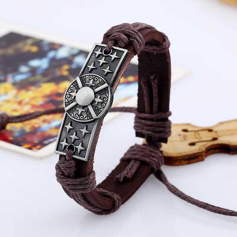 Мужские и женские браслеты из натуральной кожи коричневого цвета | Украшения