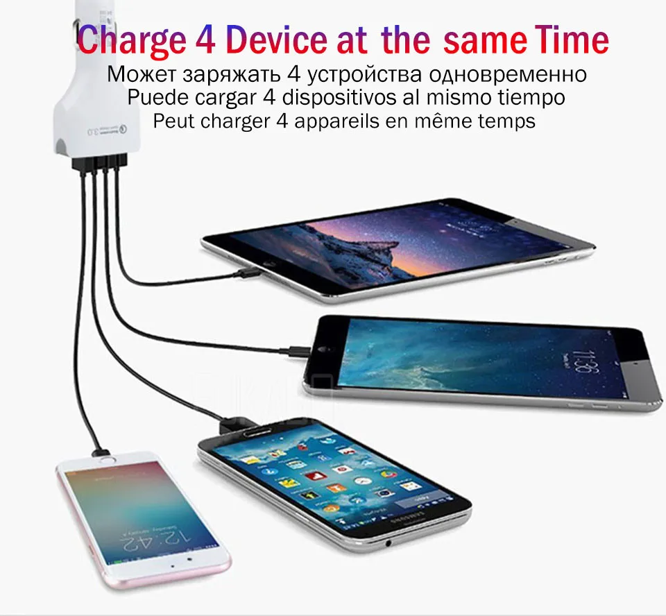 3,0 USB зарядное устройство Быстрая зарядка для iPhone samsung зарядное устройство для телефона 4 порта USB быстрое автомобильное зарядное устройство для xiaomi huawei планшет автомобильное зарядное устройство