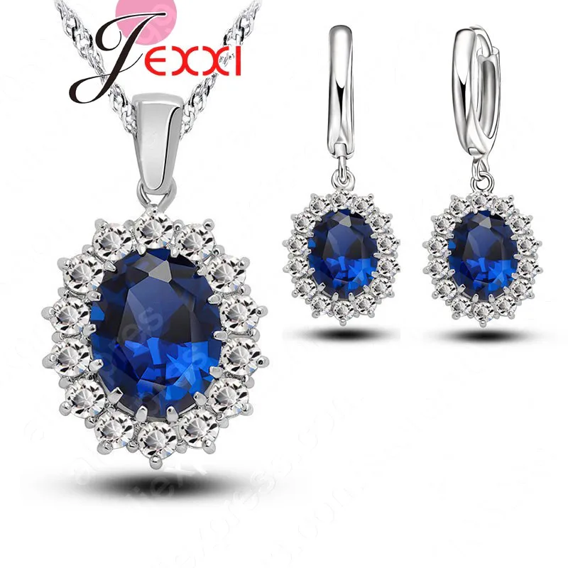 Женский свадебный комплект ювелирных изделий из настоящего серебра 925 пробы с