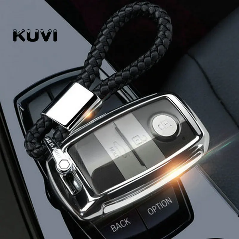 silver with keychain Чехол для ключей автомобиля из ТПУ, чехол для ключей, брелок для Kia K3 K3S K4 K5 KX3 KX5 Sportage R Sorento Carens Carnival Shuma - Название цвета: silver with keychain