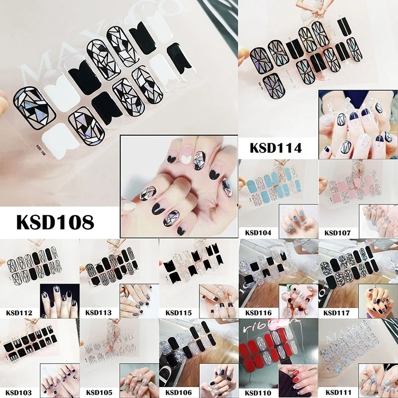 

LADY KINDOM DIY 3D Nail Art Stickers Laser Cellophane Sequins Nail Strips Waterproof Nail Patch Environmental Nail Foils Wraps